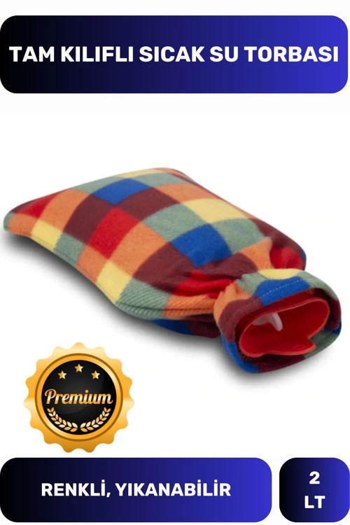 Premium Büyük Boy Kauçuk Yıkanabilir Polar Kılıflı Yumuşak Regl Kötü Hava Sıcak Su Torbası 2 Lt