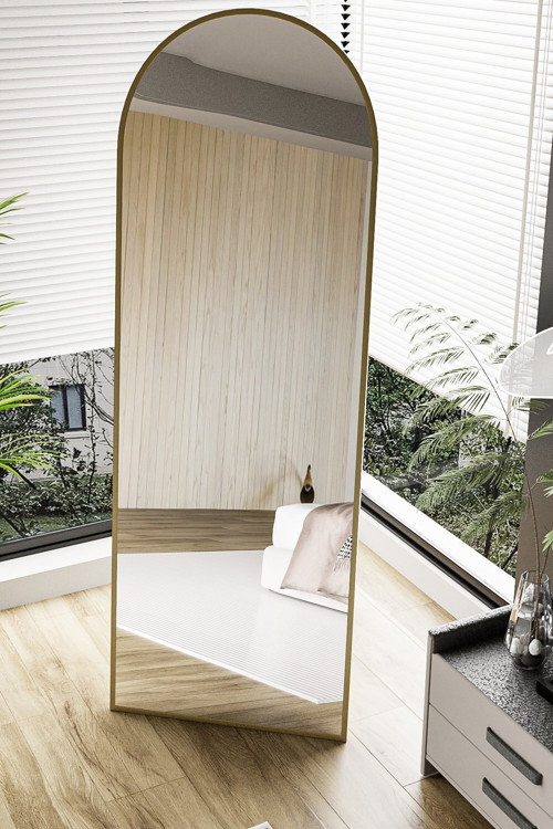 Pamir Gold Metal Çerçeveli Ayaklı Oval Boy Aynası 180X60 Cm