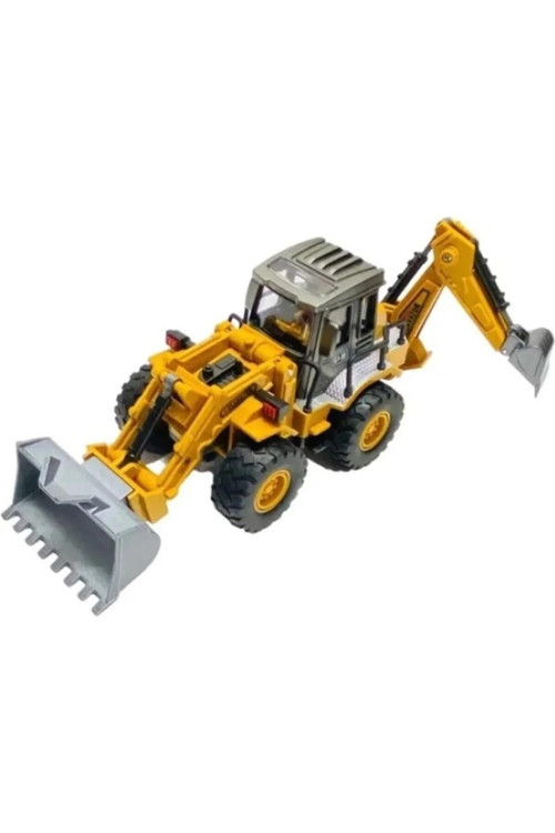 Smilechild Buldozer Metal Kepçe Çift Taraflı İş Makinası İt Bırak Hızlansın Oyuncak 32 Cm