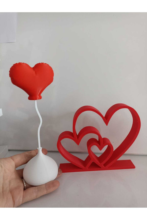 Smilechild 3 lü kalp ve Kalp Şeklinde Balon Dekoratif Obje 13- 20 cm Sevgililer Günü Anneler Günü Yılbaşı