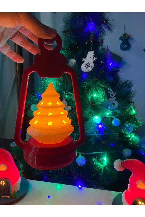 Smilechild Yılbaşı Led Aydınlatmalı Mumluk Dekoratif Obje Fener 22 cm