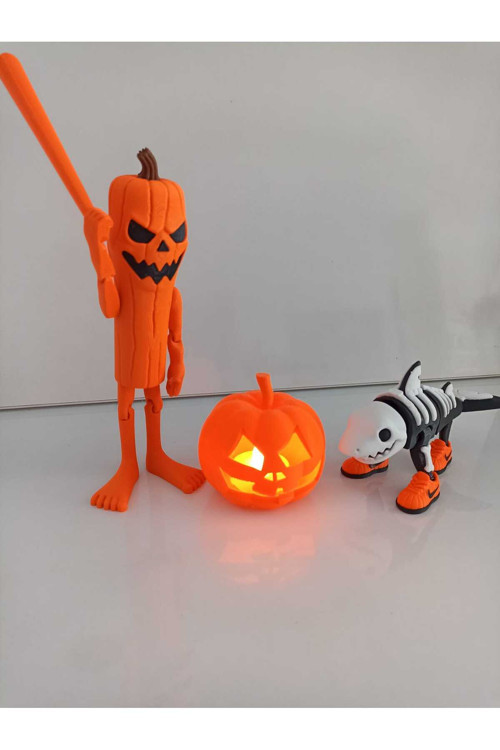 Smilechild Cadılar Bayramı Halloween Balkabağı Tralalero Tralala ve Tung Tung Sahur 20-8-9cmLED MUM DAHİLDİR