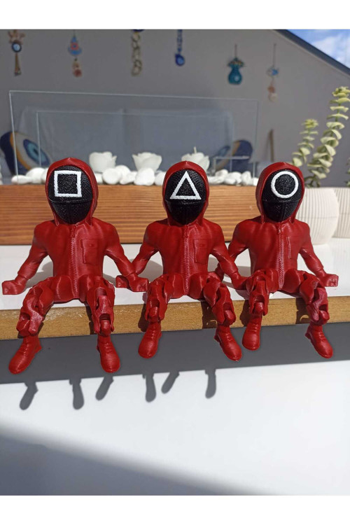 Smilechild Squid Game 3'lü Oturan Figür Oyuncak karakter BÜYÜK BOY