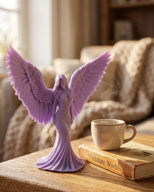 ieg™ Lila Melek Biblo 3D Dekoratif Angel Figür Ev Aksesuarı