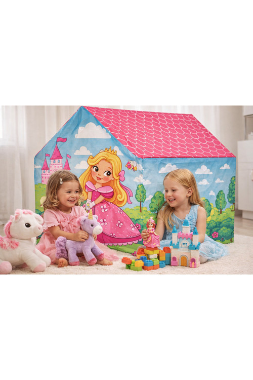 Unicornlu Pembe Prenses Şato Kız Çocuk Oyun Çadırı
