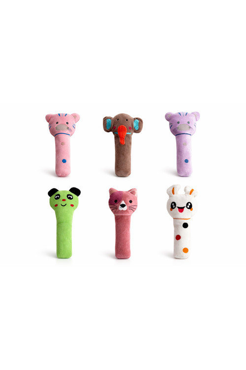 Kadife Nakışlı Çıngıraklı Ve Vik Vik Sesli Hayvan Figürlü Bebek Oyuncağı