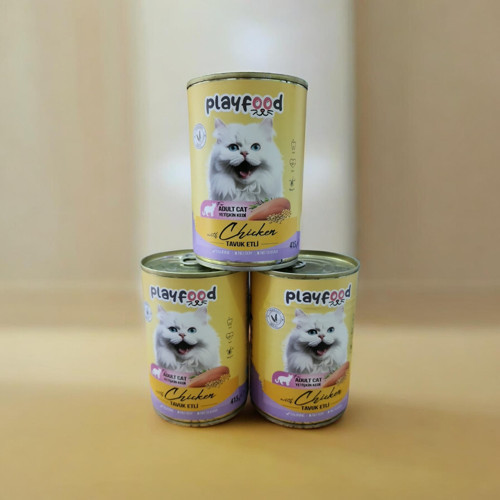 3'lü tavuklu yetişkin kedi konserve maması
