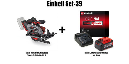 Set-39 (Einhell PROFESSIONAL Akülü Daire Testere TP-CS 18/136-C Li BL+Einhell 5,2 Ah PXC Starter-Kit Akü & Şarj Cihazı)