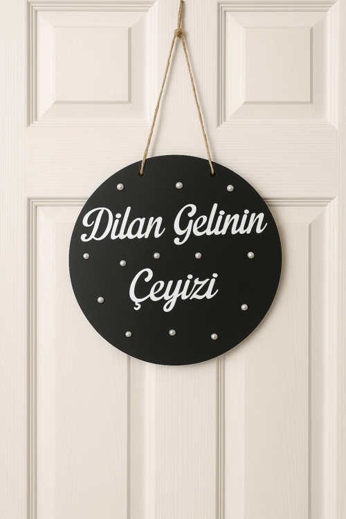 İsme Özel Gelin Çeyizi Yazılı İncili Kapı Süsü Düğün Nişan Söz Özel Gün Hediyelik Süs Duvar Dekoru