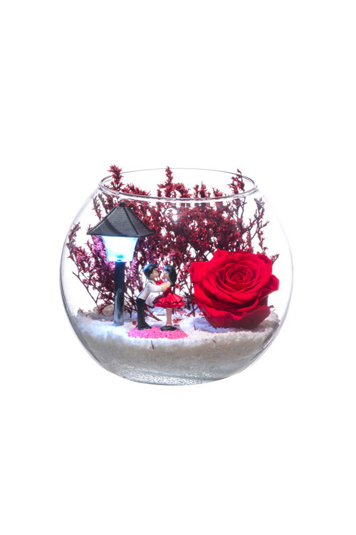 cicekbi TERARYUM SOLMAYAN GÜL IŞIKLI AŞK