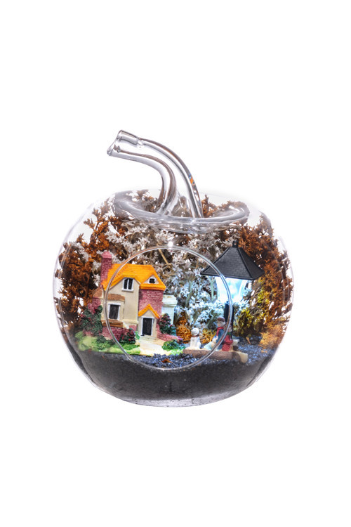 cicekbi Teraryum Işıklı Düş Evi Oranj