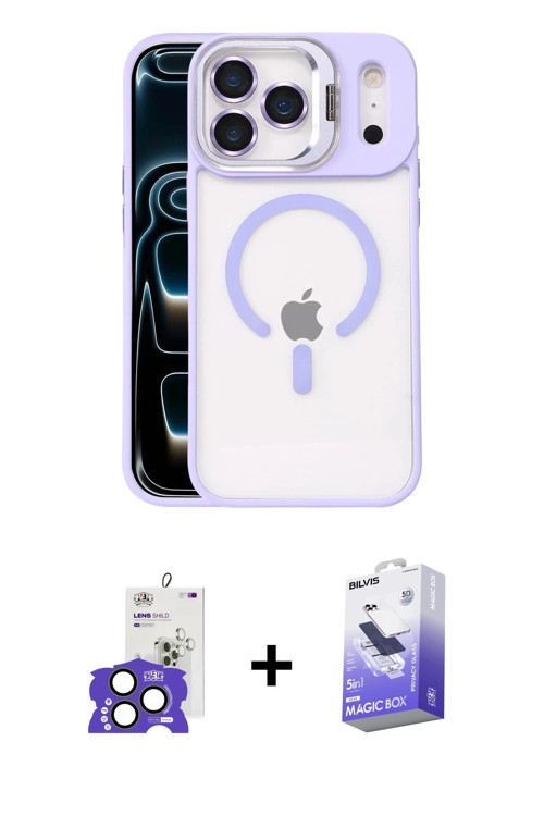 iPhone 17 Pro Max Kılıf Yadigar Asil Koleksiyonu - Siyah Bilvis 5in1 5D Magic Hayalet Cam Ekran