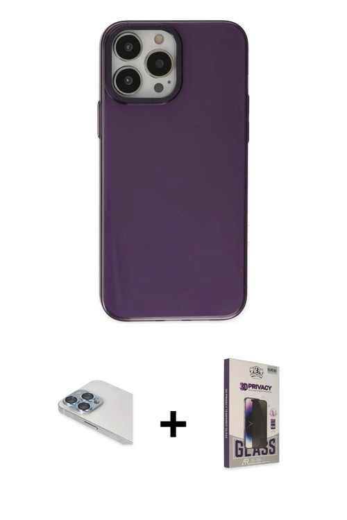 ieg™ iPhone 13 Pro Max Kılıf Zirve Doku Koleksiyonu - Siyah Bilvis Hayalet Cam Ekran Koruyucu + Sier