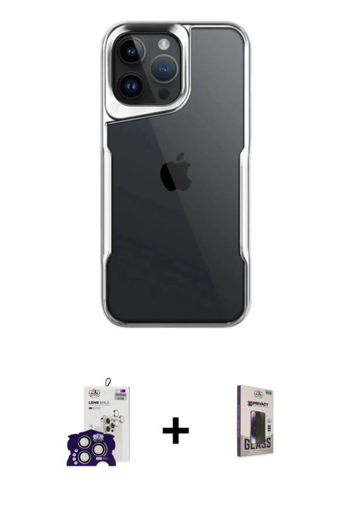 ieg™ iPhone 16 Pro Max Kılıf Akış Çizgi Koleksiyonu - Siyah Bilvis Hayalet Cam Ekran Koruyucu + Tita