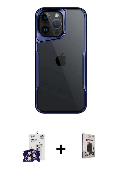ieg™ iPhone 16 Pro Max Kılıf Akış Çizgi Koleksiyonu - Siyah Bilvis Hayalet Cam Ekran Koruyucu + Tita