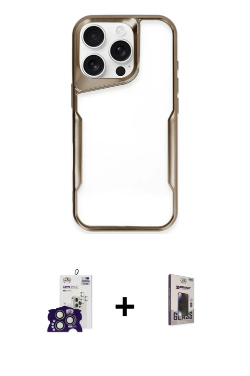 ieg™ iPhone 16 Pro Max Kılıf Akış Çizgi Koleksiyonu - Siyah Bilvis Hayalet Cam Ekran Koruyucu + Tita