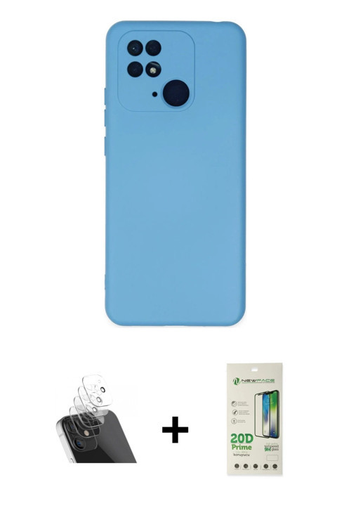 ieg™ Redmi 10C Kılıf Ahenk Serisi - Siyah 20D Premium Cam Ekran Koruyucu + Şeffaf Kamera Lens Koruma