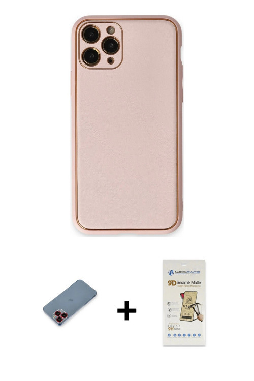 ieg™ iPhone 11 Pro Kılıf Yadigar Klasik - Siyah Mat Seramik Nano Ekran Koruyucu + Kırmızı Metal Kame