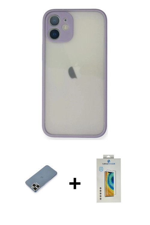 ieg™ iPhone 11 Pro Max Kılıf Ahenk Çizgi Serisi - Siyah Polymer Nano Ekran Koruyucu + Gold Metal Kam