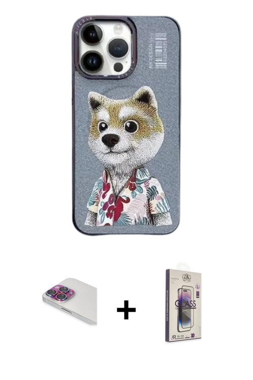 ieg™ iPhone 13 Pro Max Kılıf Siluet Modern Özel Seri - Siyah Bilvis 3D Cam Ekran Koruyucu + Gökkuşağ