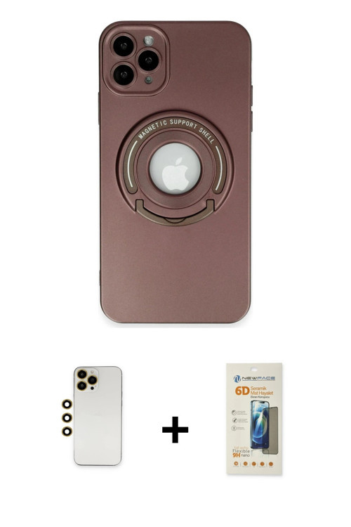 ieg™ iPhone 12 Pro Kılıf Eksen Klasik Prime - Siyah 6D Mat Seramik Hayalet Nano Ekran Koruyucu + Gol