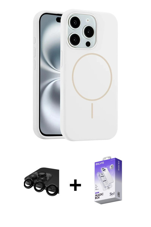 ieg™ iPhone 15 Pro Max Kılıf Yankı Form Serisi - Siyah Bilvis 5in1 3D Magic Cam Ekran Koruyucu + Siy