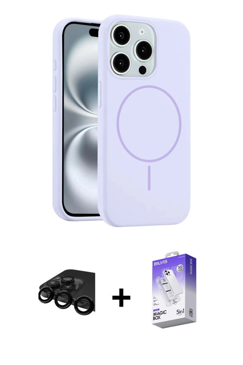 ieg™ iPhone 15 Pro Max Kılıf Yankı Form Serisi - Siyah Bilvis 5in1 3D Magic Cam Ekran Koruyucu + Siy