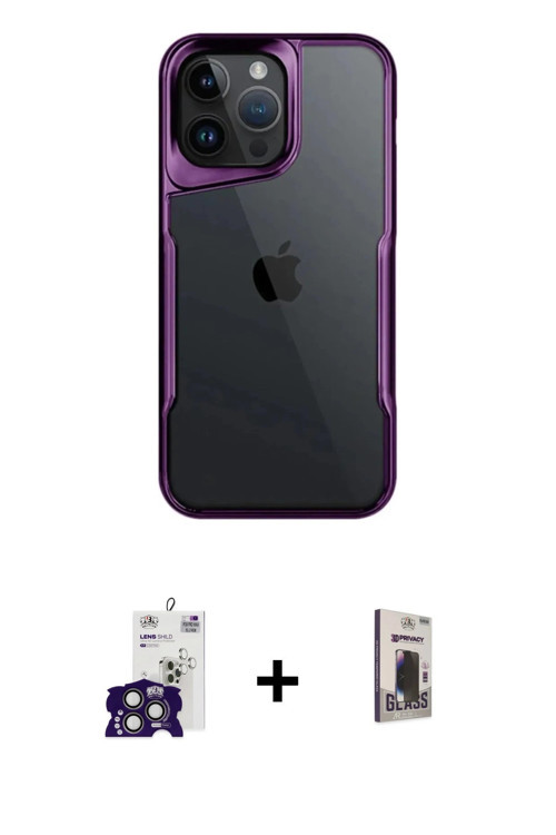 ieg™ iPhone 16 Pro Max Kılıf Akış Çizgi Koleksiyonu - Siyah Bilvis Hayalet Cam Ekran Koruyucu + Tita