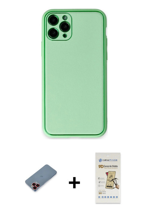 ieg™ iPhone 11 Pro Kılıf Yadigar Klasik - Siyah Mat Seramik Nano Ekran Koruyucu + Kırmızı Metal Kame