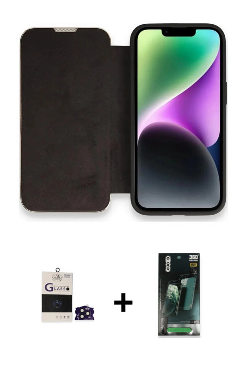 ieg™ iPhone 14 Pro Max Kılıf Siluet Minimal Serisi - Şeffaf 360 Full Body Arka Koruyucu + Derin Mor