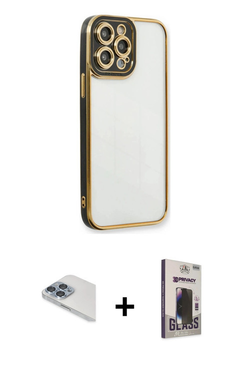 ieg™ iPhone 13 Pro Max Kılıf Çekirdek Klasik Serisi - Siyah Bilvis Hayalet Cam Ekran Koruyucu + Sier
