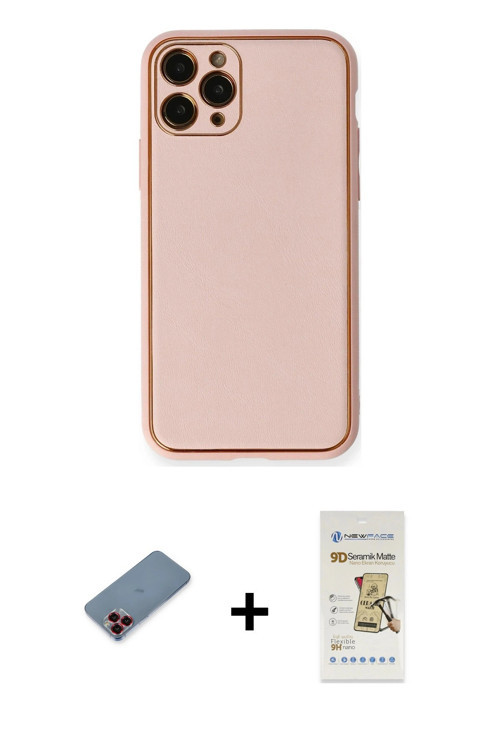 ieg™ iPhone 11 Pro Kılıf Yadigar Klasik - Siyah Mat Seramik Nano Ekran Koruyucu + Kırmızı Metal Kame