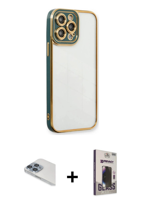 ieg™ iPhone 13 Pro Max Kılıf Çekirdek Klasik Serisi - Siyah Bilvis Hayalet Cam Ekran Koruyucu + Sier