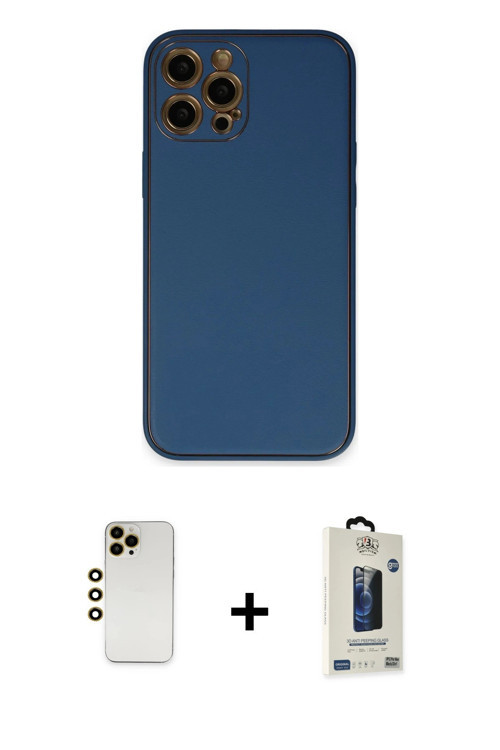 ieg™ iPhone 12 Pro Max Kılıf Yadigar Klasik - Siyah Bilvis Hayalet Cam Ekran Koruyucu + Gold Shine K