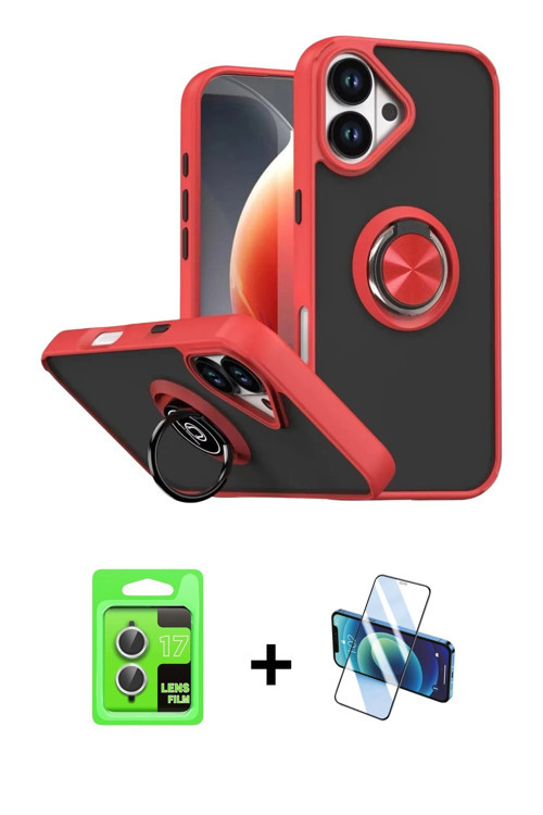 ieg™ iPhone 17 Kılıf Yörünge Çizgi - Siyah 3D Antistatik Seramik Nano Ekran Koruyucu + Gümüş Raze Me