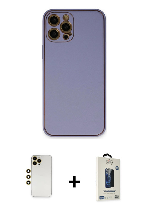 ieg™ iPhone 12 Pro Max Kılıf Yadigar Klasik - Siyah Bilvis Hayalet Cam Ekran Koruyucu + Gold Shine K