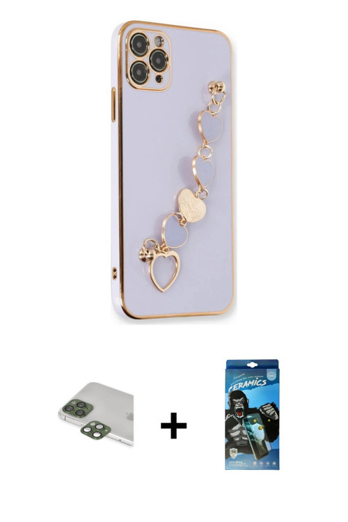 ieg™ iPhone 11 Pro Max Kılıf Nova Işık Prime - Siyah 34D Izgaralı Cam + Yeşil Pers Alüminyum Kamera