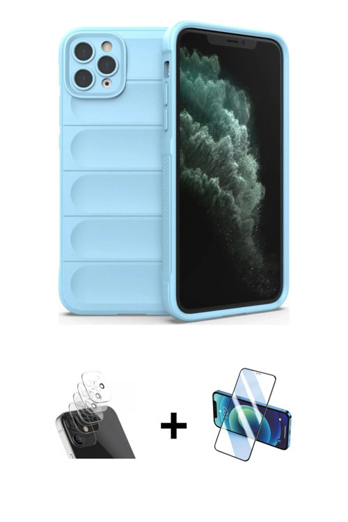 ieg™ iPhone 11 Pro Max Kılıf Atlas Koleksiyonu - Siyah 3D Antistatik Seramik Nano Ekran Koruyucu + Ş