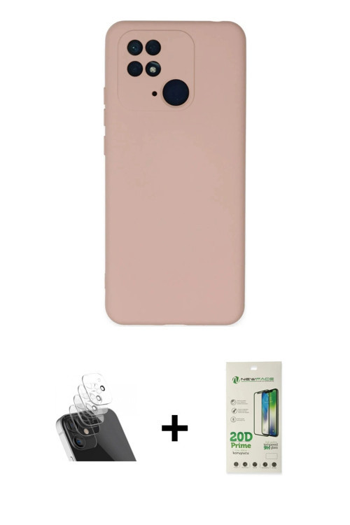 ieg™ Redmi 10C Kılıf Ahenk Serisi - Siyah 20D Premium Cam Ekran Koruyucu + Şeffaf Kamera Lens Koruma