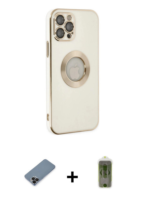 ieg™ iPhone 12 Pro Max Kılıf İz Form Serisi - Siyah Joko Magic 5D Hayalet Cam + Siyah Metal Kamera L