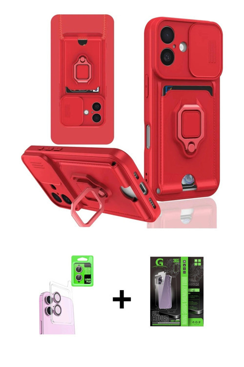 ieg™ iPhone 16 Kılıf Vadi Form Prime - Şeffaf 360 Full Body Arka Koruyucu + Pembe Raze Metal Kamera