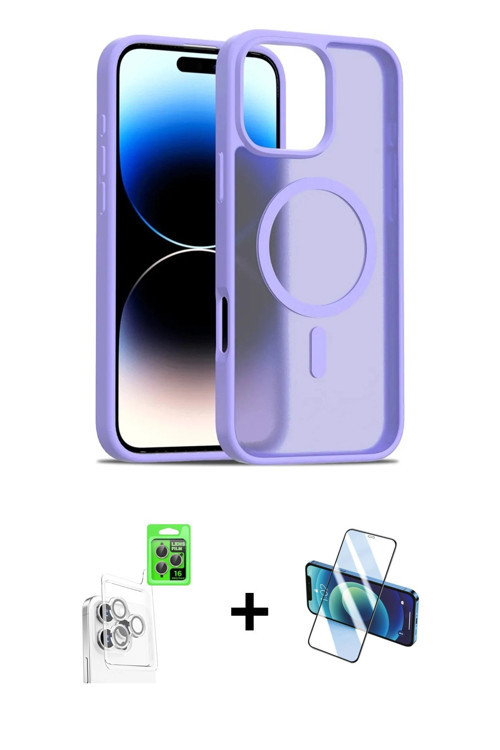 ieg™ iPhone 16 Pro Kılıf Siluet Minimal Prime - Siyah 3D Antistatik Cam Ekran Koruyucu + Beyaz Raze