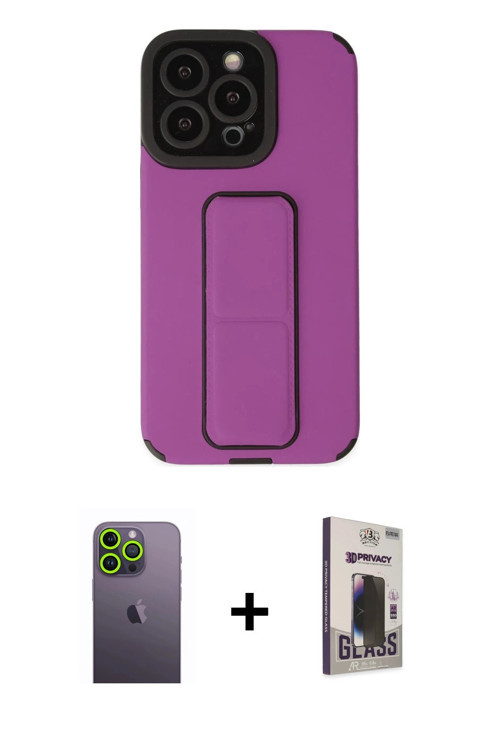 ieg™ iPhone 13 Pro Max Kılıf Çekirdek Yansıma - Siyah Bilvis Hayalet Cam Ekran Koruyucu + Yeşil Neon