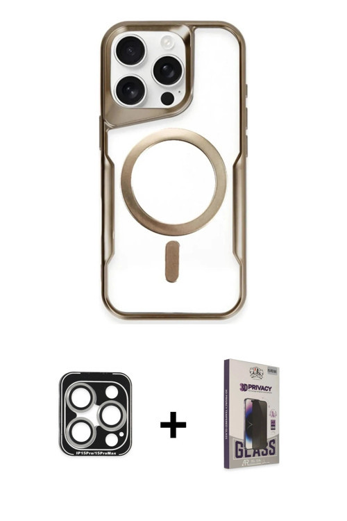 ieg™ iPhone 15 Pro Max Kılıf Yadigar Klasik Özel Seri - Siyah Bilvis Hayalet Cam Ekran Koruyucu + Gü