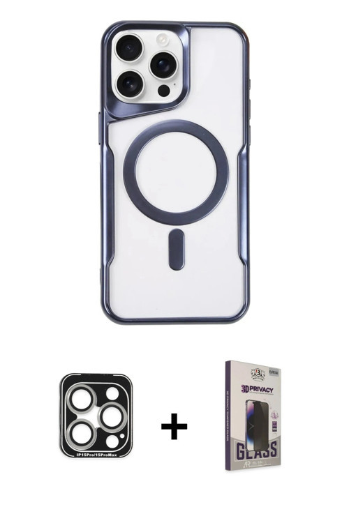 ieg™ iPhone 15 Pro Max Kılıf Yadigar Klasik Özel Seri - Siyah Bilvis Hayalet Cam Ekran Koruyucu + Gü