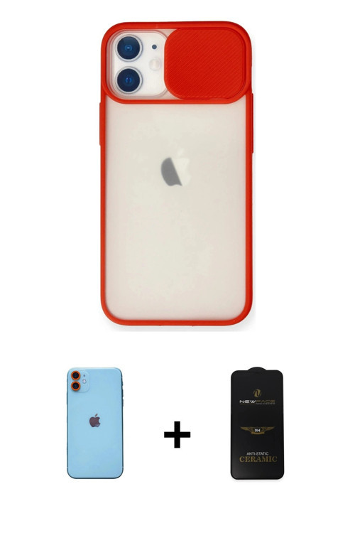 ieg™ iPhone 11 Kılıf Vadi Çizgi - Siyah 6D Antistatik Mat Seramik Hayalet Nano Ekran Koruyucu + Turu