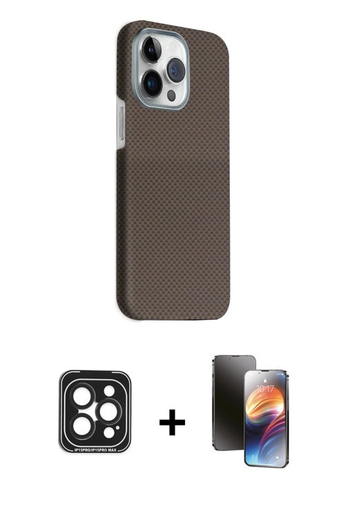 iPhone 15 Pro Max Kılıf Kozmos Klasik Prime - Siyah 3D Antistatik Mat Seramik Nano Ekran Koruyu