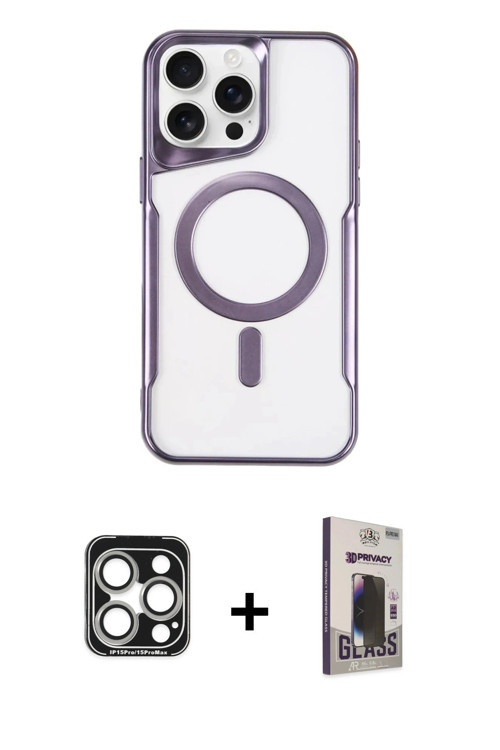 ieg™ iPhone 15 Pro Max Kılıf Yadigar Klasik Özel Seri - Siyah Bilvis Hayalet Cam Ekran Koruyucu + Gü