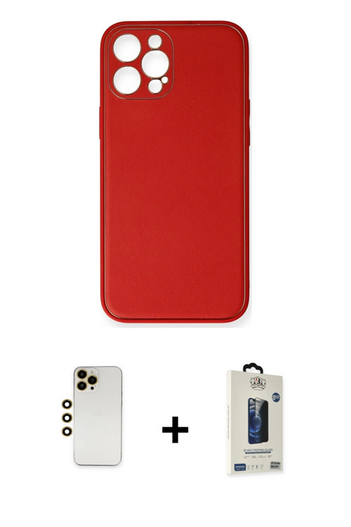 ieg™ iPhone 12 Pro Max Kılıf Yadigar Klasik - Siyah Bilvis Hayalet Cam Ekran Koruyucu + Gold Shine K