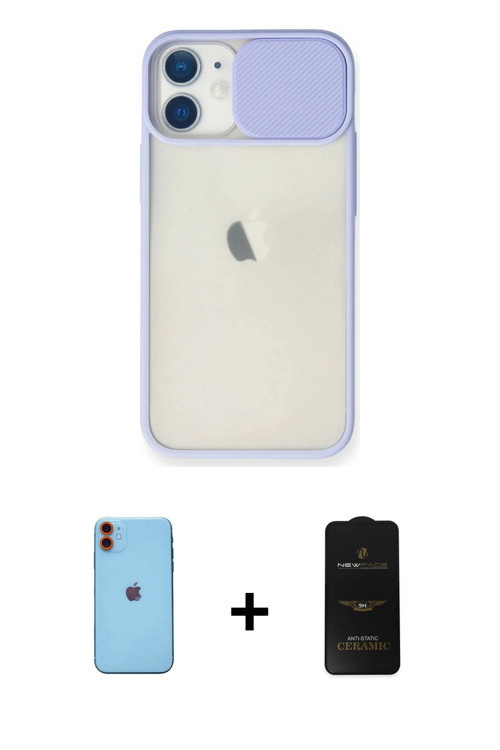 ieg™ iPhone 11 Kılıf Vadi Çizgi - Siyah 6D Antistatik Mat Seramik Hayalet Nano Ekran Koruyucu + Turu